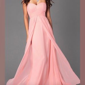 Long Strapless Empire Waist Prom Dress